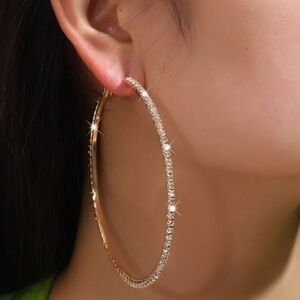 🔥🔥🆕Rhinestone Gold Hoop Earrings